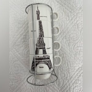 Eiffel Tower themed coffee cup set